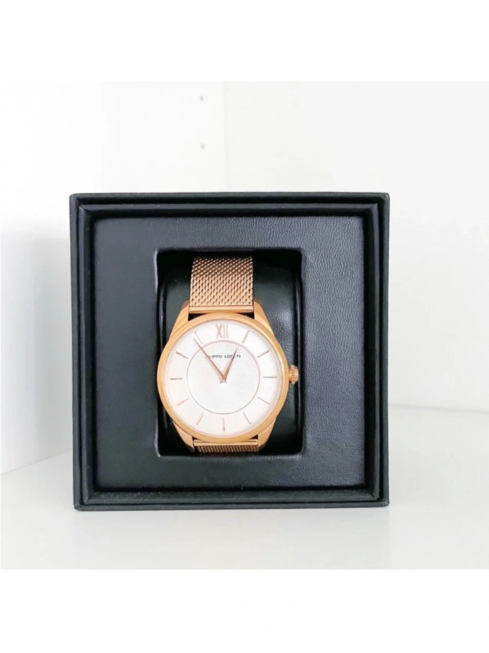 Filippo Loreti Rose Gold Mesh Watch Women’s Minimalist Luxury Dress Watch
